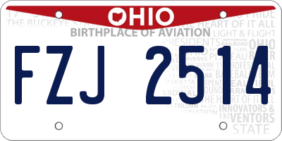 OH license plate FZJ2514