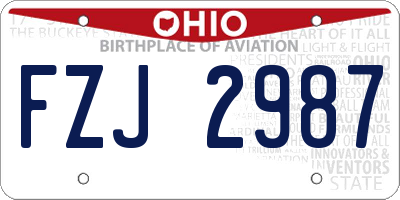 OH license plate FZJ2987