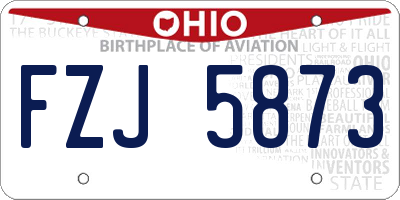 OH license plate FZJ5873