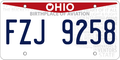 OH license plate FZJ9258