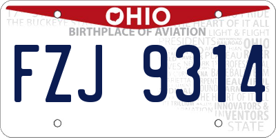 OH license plate FZJ9314