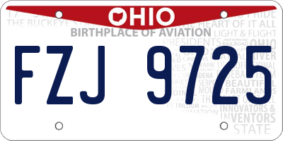 OH license plate FZJ9725