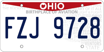 OH license plate FZJ9728