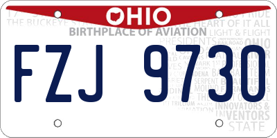 OH license plate FZJ9730