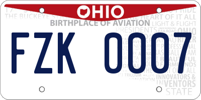 OH license plate FZK0007