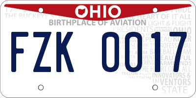 OH license plate FZK0017