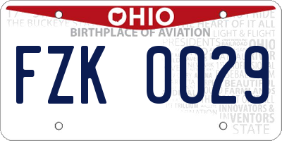 OH license plate FZK0029