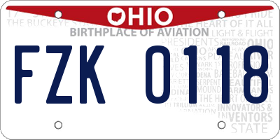 OH license plate FZK0118