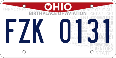 OH license plate FZK0131