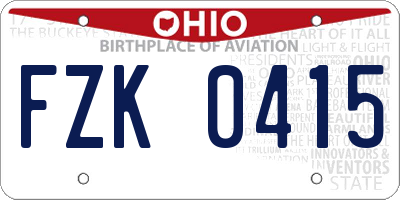 OH license plate FZK0415