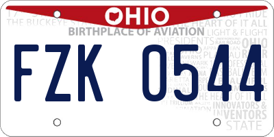 OH license plate FZK0544