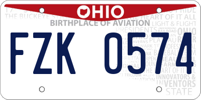 OH license plate FZK0574