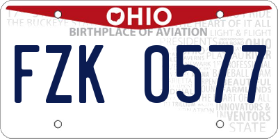 OH license plate FZK0577