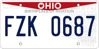OH license plate FZK0687