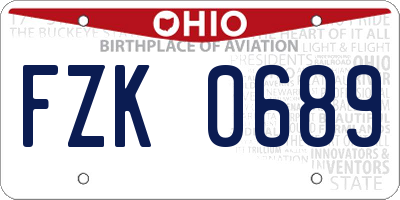 OH license plate FZK0689