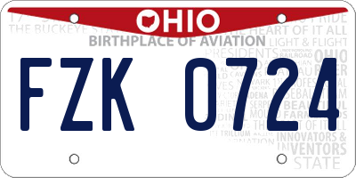 OH license plate FZK0724