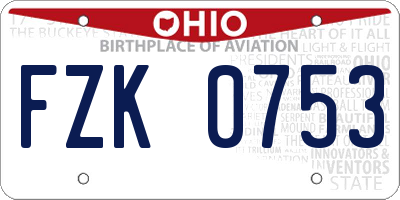 OH license plate FZK0753