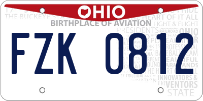 OH license plate FZK0812