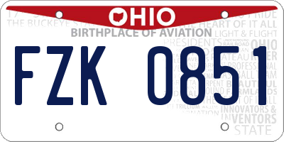 OH license plate FZK0851