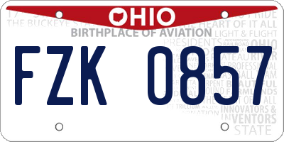 OH license plate FZK0857
