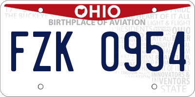 OH license plate FZK0954