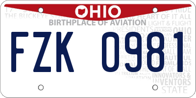 OH license plate FZK0981