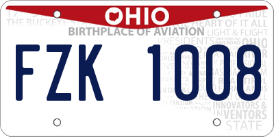 OH license plate FZK1008