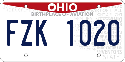 OH license plate FZK1020