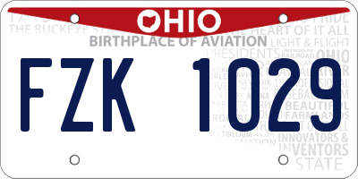 OH license plate FZK1029