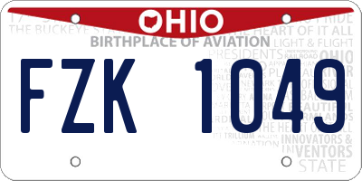 OH license plate FZK1049
