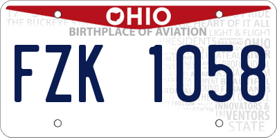 OH license plate FZK1058