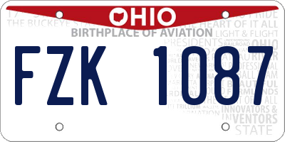 OH license plate FZK1087