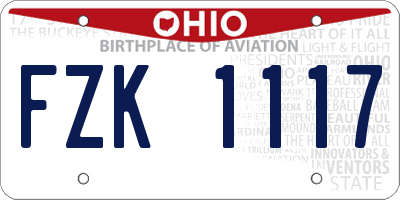 OH license plate FZK1117