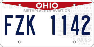 OH license plate FZK1142