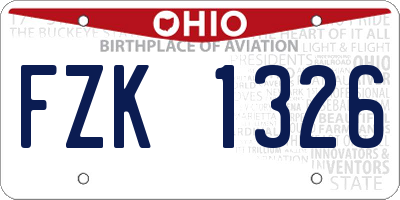 OH license plate FZK1326