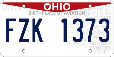 OH license plate FZK1373