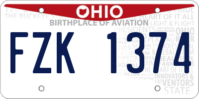 OH license plate FZK1374