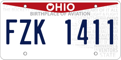 OH license plate FZK1411