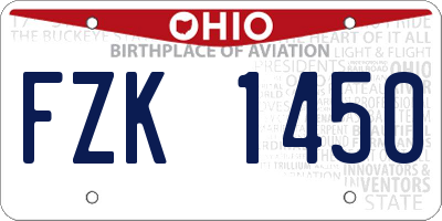OH license plate FZK1450