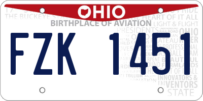 OH license plate FZK1451