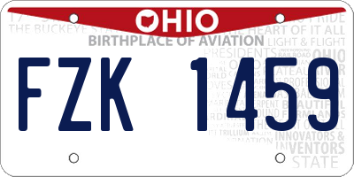 OH license plate FZK1459