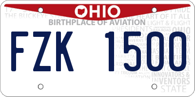 OH license plate FZK1500