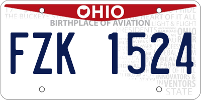 OH license plate FZK1524