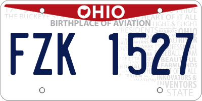 OH license plate FZK1527