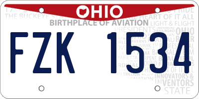 OH license plate FZK1534