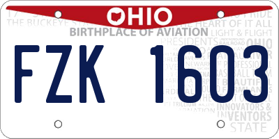 OH license plate FZK1603