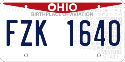 OH license plate FZK1640