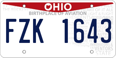 OH license plate FZK1643