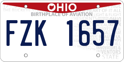 OH license plate FZK1657
