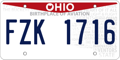 OH license plate FZK1716